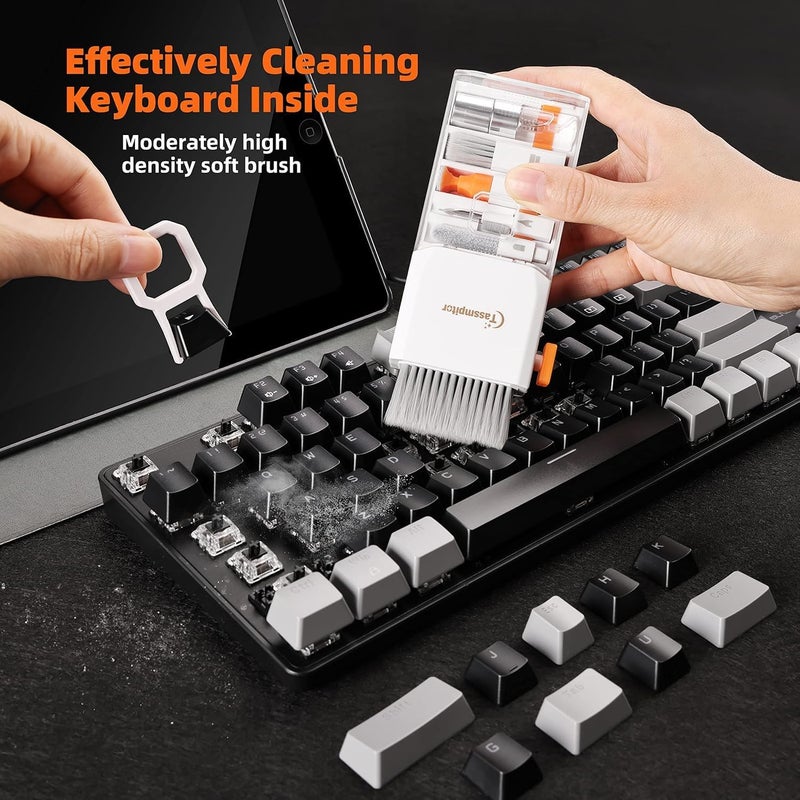 Tassmpitor Laptop Cleaning Kit, All in 1 Keyboard Cleaning kit for MacBook iPad iPhone, Compact Keyboard Cleaner with Brush and Spray for Tablet, Airpods, Earbud, Computer Screen, PC Monitor, White - Image 2